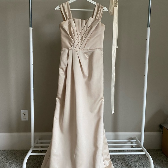 Couture Vera Wang bridal bridesmaid dress gown drop waist pleated drape corset - Picture 4 of 10